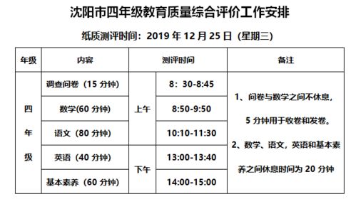 四年級全市統(tǒng)考時間安排及重要注意事項詳解